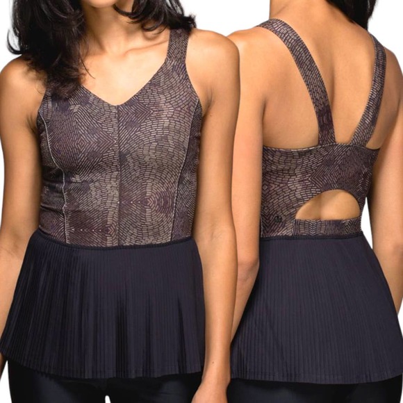 Lululemon City Tank Golden Goddess Cashew Multi / Black Style W1J45S *Like New* - Picture 1 of 9